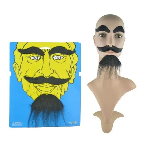 Set De Bigote Y Cejas Falsos Amarillos – Accesorios Divertidos Para Disfraces, Fiestas De Carnaval Y Halloween, Adhesivos Y Fáciles De Usar