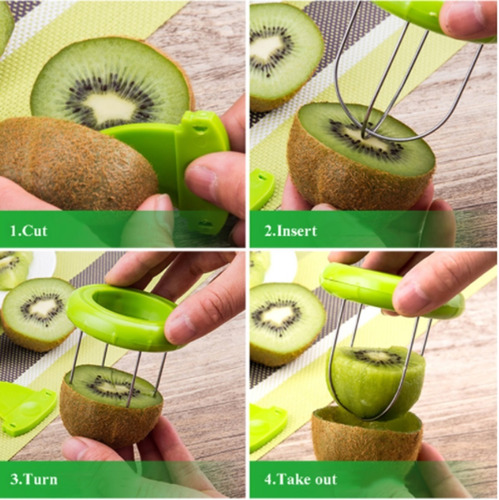 1 unids premium de acero inoxidable kiwi fruta pelar corte cortador divisor cortador cortador herramienta 