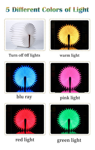 - Lámpara De Noche Plegable Con Luz Led De 5 Colores For