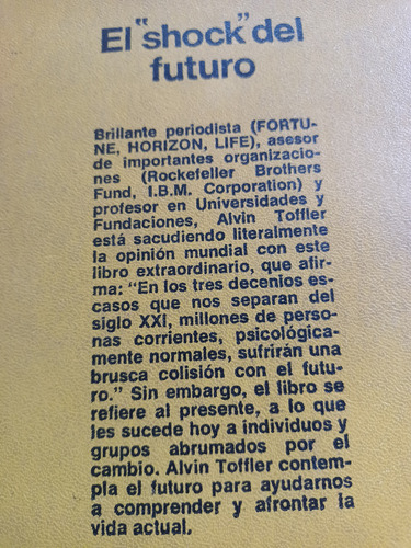 El Shock Del Futuro Alvin Toffler (Usado)