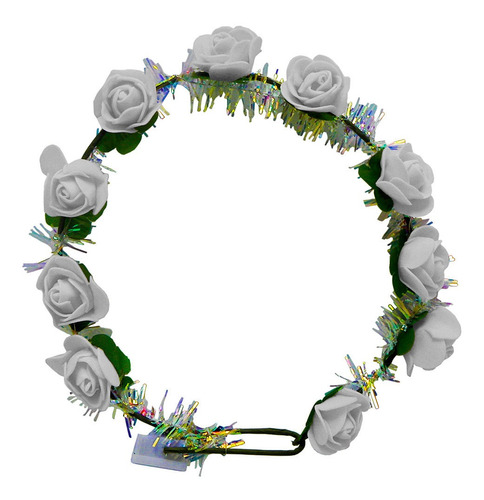 Corona Flores Blancas Luz Led Hippie Hawaiana Guirnalda