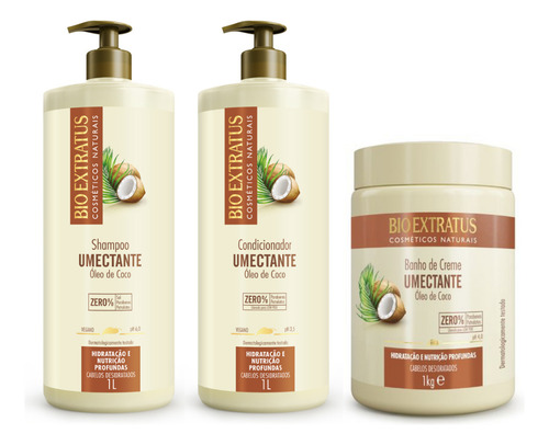 Kit Umectante Coco 3 Produtos 1 Litro Bio Extratus
