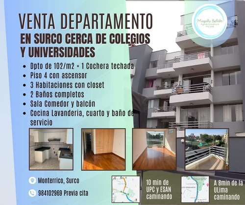 Venta Departamento En Surco (ulima,upc,esan,embajada  Americana)