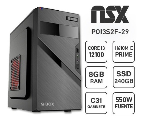 Imagen 1 de 3 de Pc Nsx Desktop I3-12100 8gb Ram 240gb Ssd Free Dos
