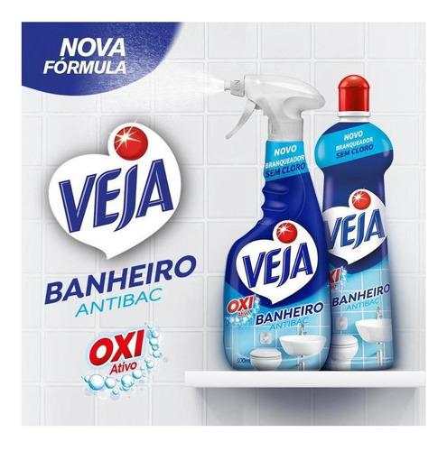 Imagem 3 de 7 de Limpador Spray Anti Bac Veja Banheiro Oxi 500ml Refil