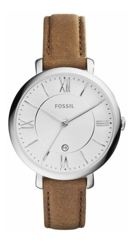 Reloj Fossil Para Dama Modelo: Es3708 Color De La Correa Caqui Color Del Bisel Plateado Color Del Fondo Blanco