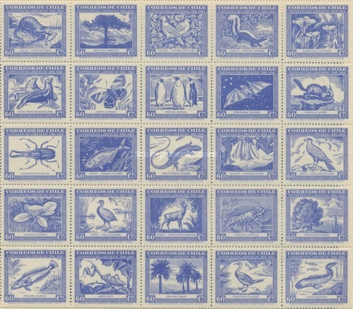 Estampillas Chile 1948 - Historia Natural Chile Claudio Gay