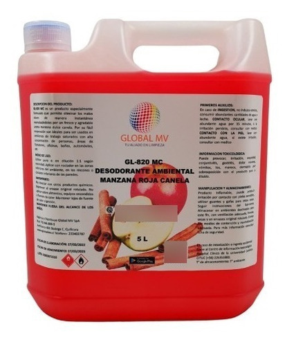 Desodorante Ambiental Concentrado Manzana Canela 5 Lt