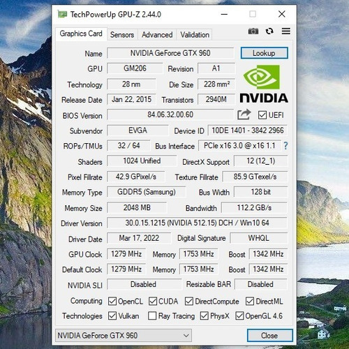 Placa gráfica para jogos Evga Gtx 960 2gb Gddr5 Ssc