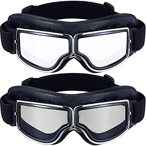 2 Pieces Motorcycle Goggles Vintage Pilot Style Cruiser...