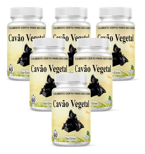 Carvão Vegetal Ativado 360 Capsulas 500mg Topervas Sabor Sem Sabor