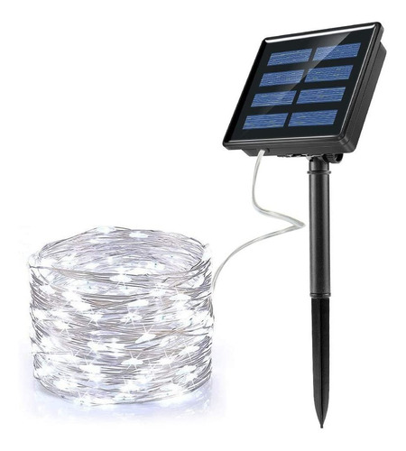 Lámpara Solar Luces Tira Led Al Aire 12 Mts 100 Led Navidad