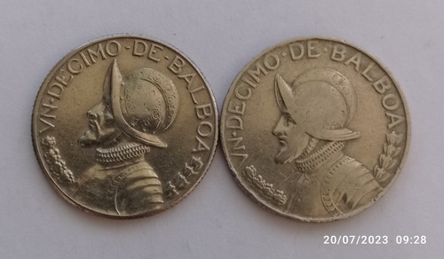 2 Monedas De Panama Un Décimo De Balboa 1966-70 Bonitas