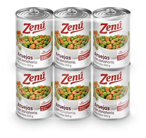 Arvejas Con Zanahoria Zenú 300g X 6 Latas - g a $19