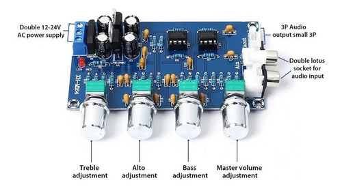 Imagen 2 de 2 de Modulo Pre Amplificador Estéreo Ne5532 Xh-m164 12-24v