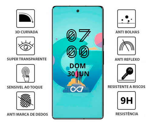 Película 3d Vidro Compatível Com Tecno Spark Go (tela 6.56)