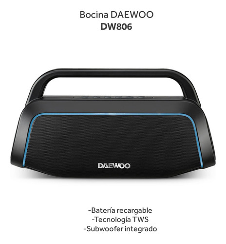 Bocina Bluetooth Daewoo Recargable Radio Fm Tws Dw806 Negro