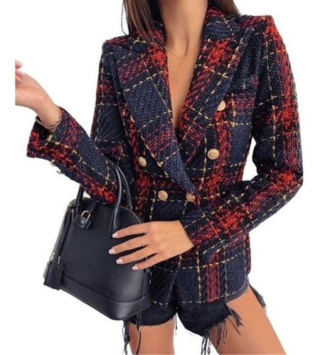 Chaqueta Tipo Blazer De Tweed De Moda Para Damas