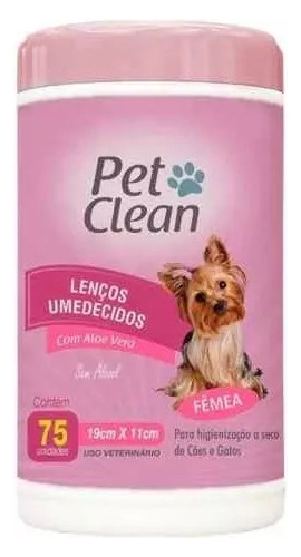 Lenços Umedecidos Para Cães Gatos Filhotes Pet Clean 75 Unid