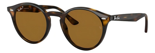 Gafas de sol polarizadas Ray-ban Round Rb2180, tamaño estándar, con montura en forma de tortuga pulida y lentes marrones