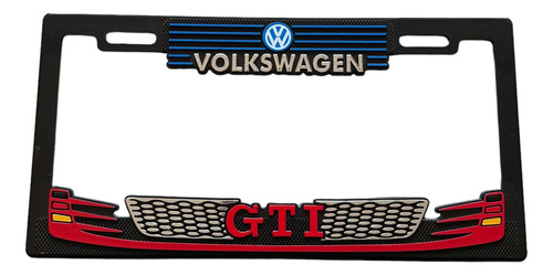Par 2pz Porta Placa Hule Inyectado Figura Volkswagen Gti Roj