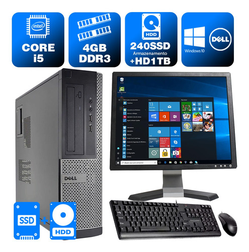 Imagem 1 de 5 de Micro Estudo Dell Optiplex Int I5 2g 4gb Ssd240+1tb Mon17q