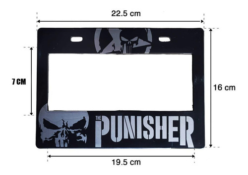 Marco Portaplacas Punisher Calaca Universal Moto Ancho