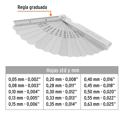 Calibrador De 15 Hojas Std / Mm, Truper 14395