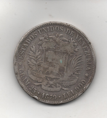 Moneda De 5 Bs Plata  Fuerte  1879