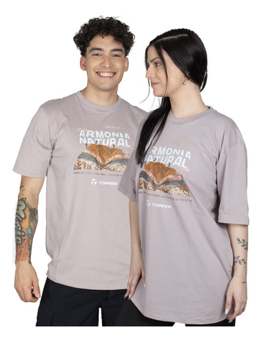 Remera Topper Armonia Natural Unisex Moda Gris