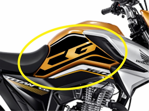 Adesivo Cg Titan 160 2022 Tanque Lat. Moto Amarelo