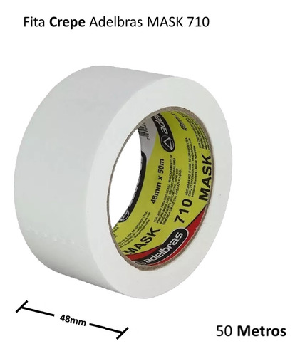 Kit Fitas Crepe Adelbras 48mm X 50m Mask 710 32 Rolos Largo Branco Lisa