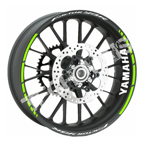 Kit Adesivos Roda Friso Para Yamaha Verde Fluor Factor Ybr