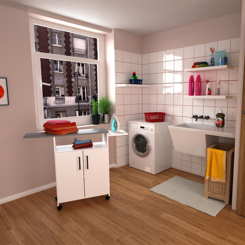 Mueble Organizador Centro De Planchado Blanco Imperdible!