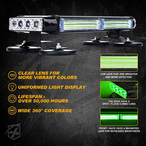 Barra De Luz Intermitente Led Cob Verde Estroboscópi 1560730