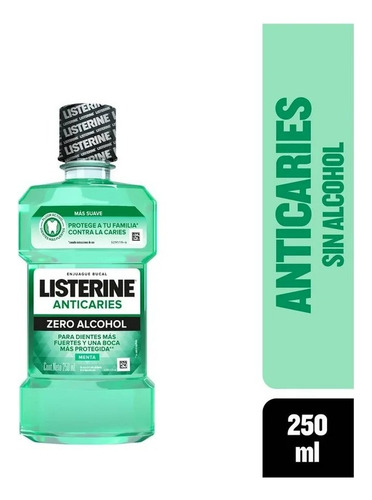 2 Pza Enjuague Bucal Listerine Anticaries Zero Menta 250 Ml