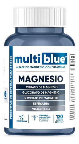 Vitaminas A Base De Magnesio Multiblue 120 Cápsulas Sabor Sin Sabor