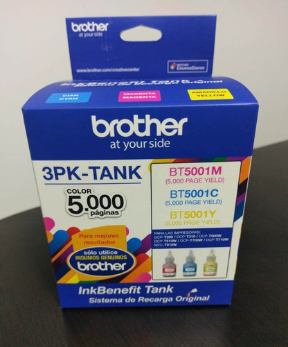 Pack 3 Tintas Brother Color Tank Dcp-t300w/500w/700w