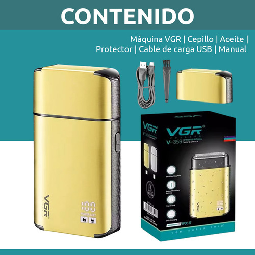 Rasuradora Eléctrica Vgr V-359 Titanio 8000rpm Ideal Viaje Color Dorado