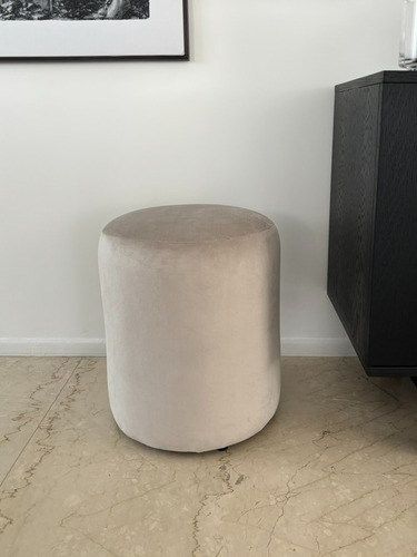 Puff Redondo Moderno Pana Banqueta Banco Sillon Premium Beige