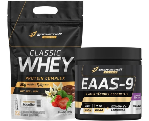 Classic Whey Protein 900g + Eaas 9 Essenciais Bodyaction Sabor Baunilha