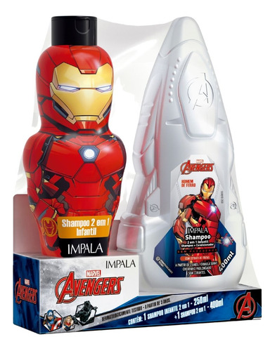  Kit Avengers Homem De Ferro Shampoo 2 Em 1 250ml+400ml