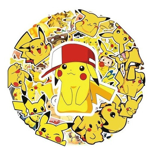 50 Stickers Pikachu Pokémon Pegatinas