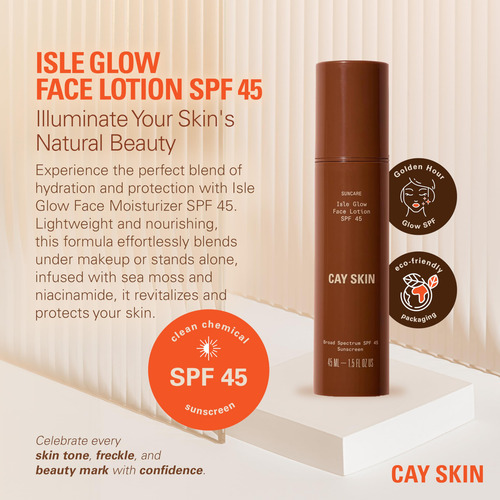 Crema Hidratante Cay Skin Isle Glow Spf 45, 45 Ml, Con Musgo