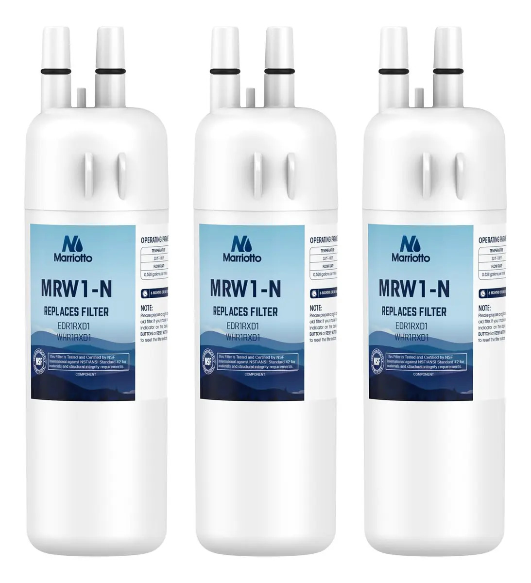 Filtro de Agua Marriotto para Refrigerador Whirlpool, Pack de 3