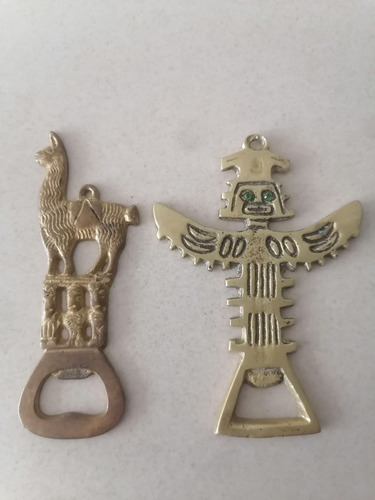2 Destapadores Antiguos De Bronce Perú Ídolo Prehispánico