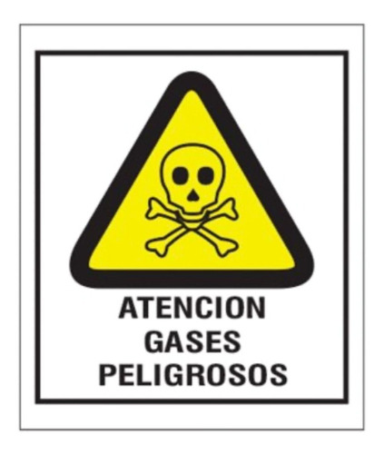Cartel Señalizacion Atencion Gases Peligrosos Plastico 40x45