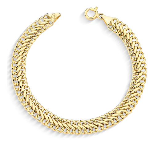 Pulseira Lacraia De 7.1mm Em Ouro 10k Com Fecho Mola 19,0 Cm