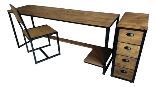 comprar Escritorio Pc 180x50 + Cajonera 30x55x78 + Silla Industrial