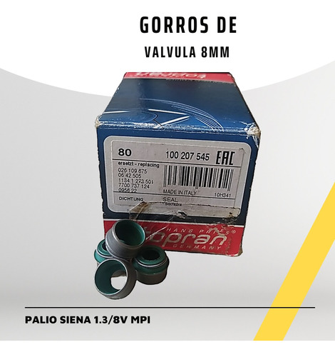 Gorros De Valvula Para Fiat Palio Siena 1,3/8v Mpi  8mm   